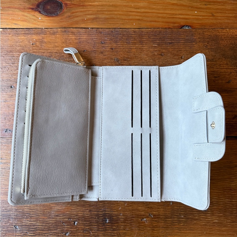 Grey Faux Suede Wallet Clutch - Picture 3 of 4